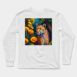 Cheetah Flowers Long Sleeve T-Shirt